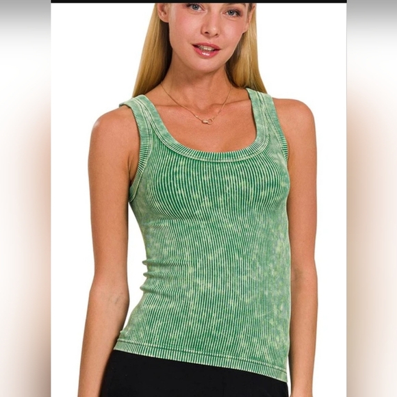 Zenana Sleeveless Stone Washed Reversible Seamless Ribbed Tank Tops L/XL Set 4 - Picture 5 of 7